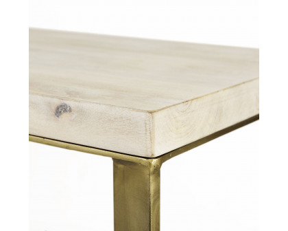 Mercana Faye Console Table with Gold Metal Base - Beige