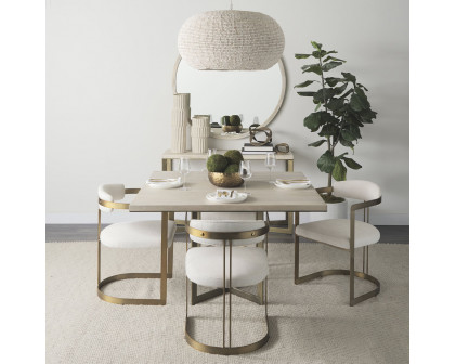 Mercana Faye Console Table with Gold Metal Base - Beige