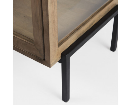 Mercana Arelius End Table with Black Metal Frame - Light Brown