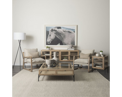 Mercana Arelius End Table with Black Metal Frame - Light Brown