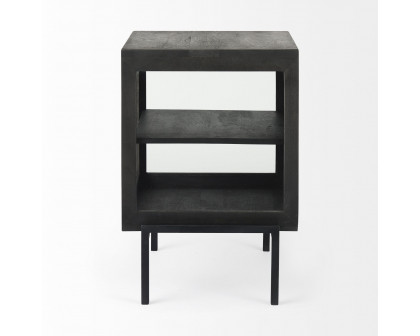 Mercana Arelius End Table with Black Metal Frame - Black