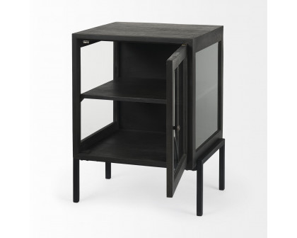 Mercana Arelius End Table with Black Metal Frame - Black