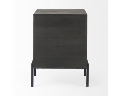 Mercana Arelius End Table with Black Metal Frame - Black