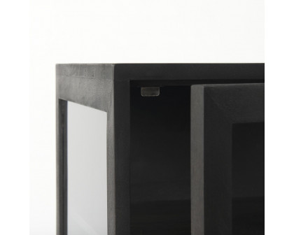 Mercana Arelius End Table with Black Metal Frame - Black