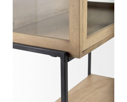 Mercana Arelius Cabinet with Black Metal Base - Light Brown