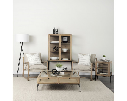 Mercana Arelius Cabinet with Black Metal Base - Light Brown