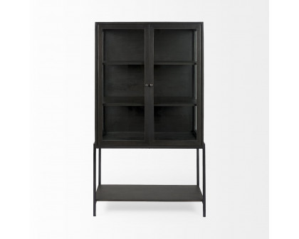 Mercana Arelius Cabinet with Black Metal Base - Black