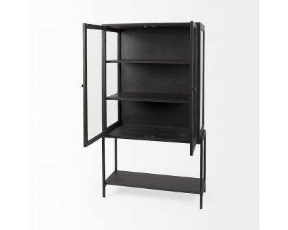 Mercana Arelius Cabinet with Black Metal Base - Black