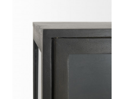 Mercana Arelius Cabinet with Black Metal Base - Black