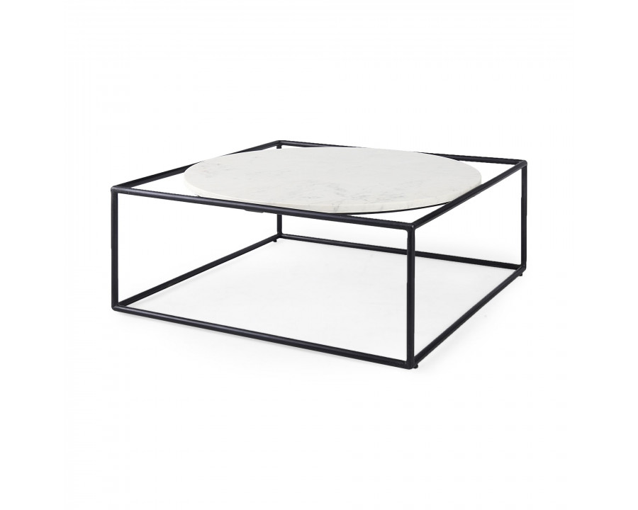 Mercana - Austen Round White Marble Top with Black Metal Frame Coffee Table