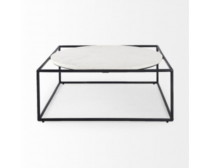 Mercana - Austen Round White Marble Top with Black Metal Frame Coffee Table