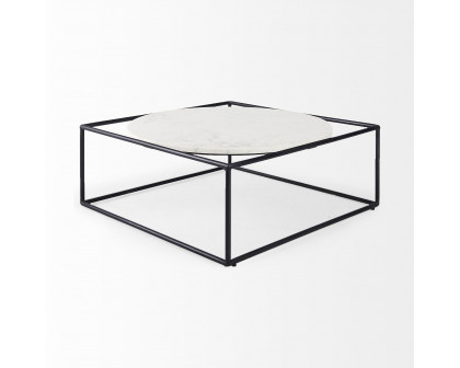 Mercana - Austen Round White Marble Top with Black Metal Frame Coffee Table