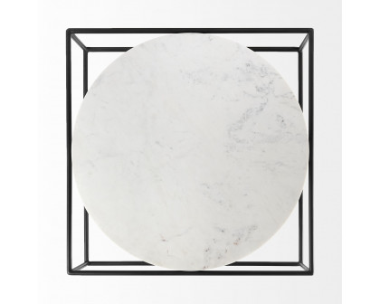 Mercana - Austen Round White Marble Top with Black Metal Frame Coffee Table