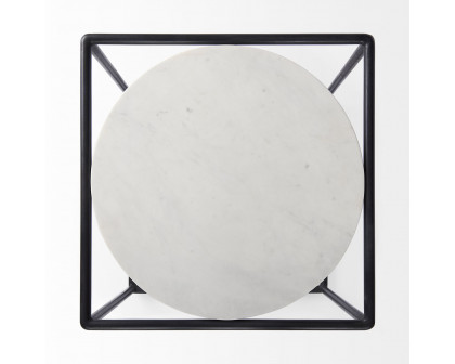 Mercana - Austen Round White Marble Top with Black Metal Frame Side Table