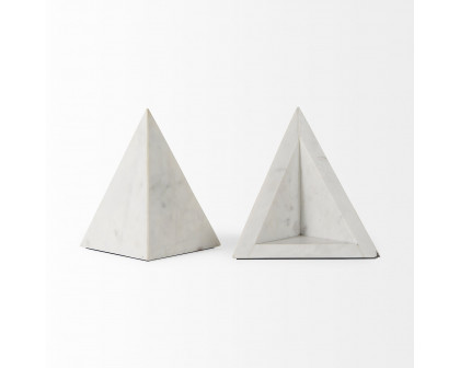 Mercana Sophia Marble Medium Book Ends (Set of 2) - White/Black