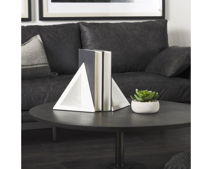 Mercana Sophia Marble Medium Book Ends (Set of 2) - White/Black