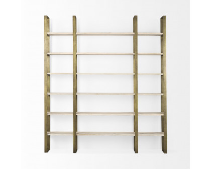 Mercana Taunton Shelving Unit with Gold Metal Frame - Light Brown/Gold