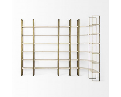 Mercana Taunton Shelving Unit with Gold Metal Frame - Light Brown/Gold