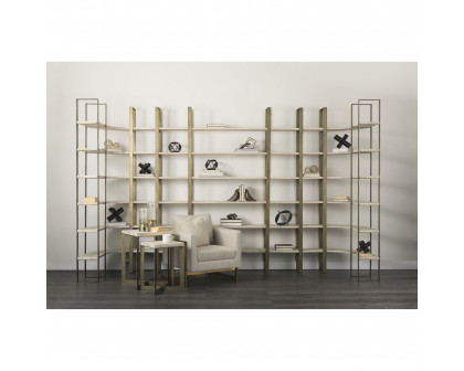 Mercana Taunton Shelving Unit with Gold Metal Frame - Light Brown/Gold