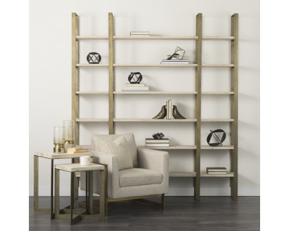 Mercana Taunton Shelving Unit with Gold Metal Frame - Light Brown/Gold