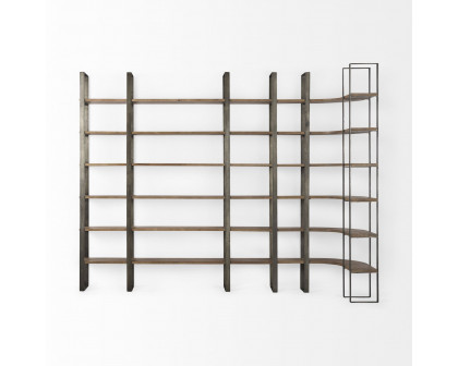 Mercana Taunton Shelving Unit with Antique Nickel Metal Frame - Brown/Nickel