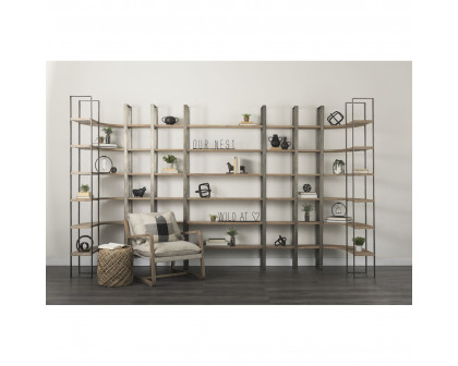 Mercana Taunton Shelving Unit with Antique Nickel Metal Frame - Brown/Nickel