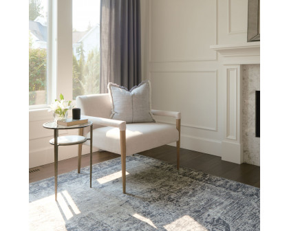 Mercana - Felicity Glass Top with White Marble Shelf and Antique Gold Base End/Side Table