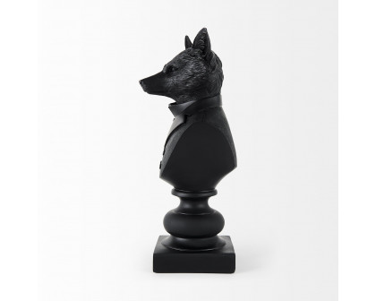 Mercana Murray Painted Resin Fox in a Suit Bust - Black