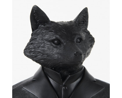 Mercana Murray Painted Resin Fox in a Suit Bust - Black