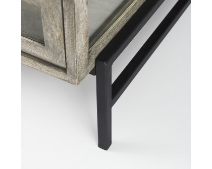 Mercana Arelius Square Coffee Table with Black Metal Base - Gray