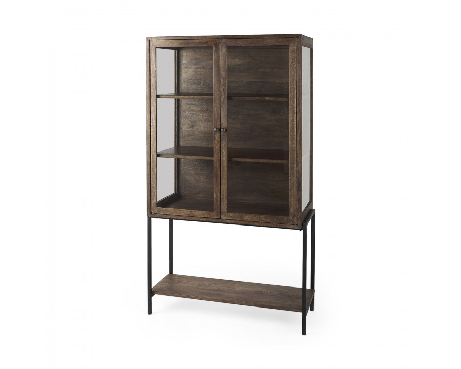 Mercana Arelius Cabinet with Black Metal Base - Brown