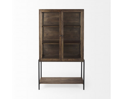 Mercana Arelius Cabinet with Black Metal Base - Brown