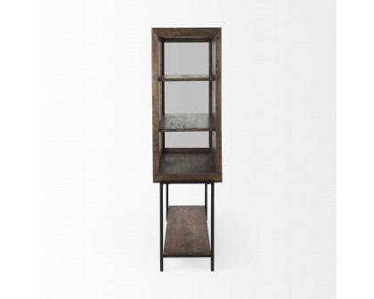 Mercana Arelius Cabinet with Black Metal Base - Brown