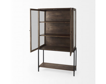 Mercana Arelius Cabinet with Black Metal Base - Brown