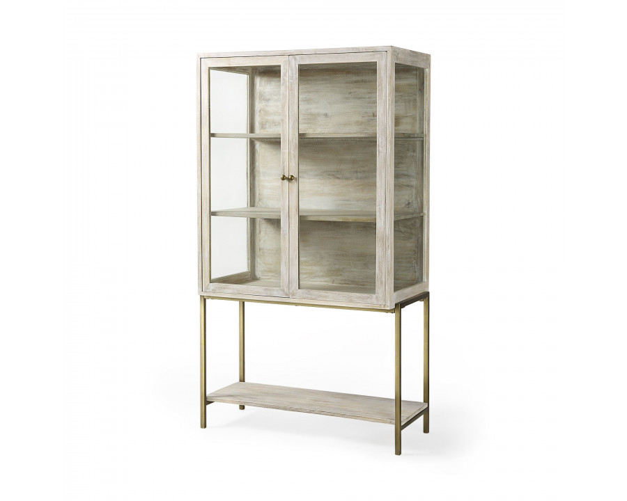 Mercana Arelius Cabinet with Gold Metal Base - White