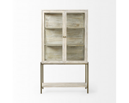 Mercana Arelius Cabinet with Gold Metal Base - White