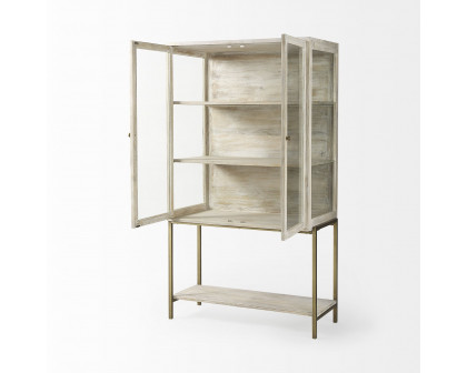 Mercana Arelius Cabinet with Gold Metal Base - White