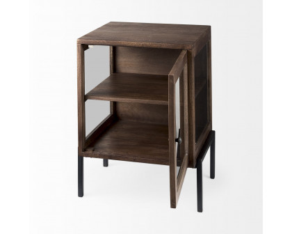 Mercana Arelius End Table with Black Metal Frame - Brown