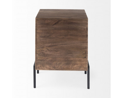 Mercana Arelius End Table with Black Metal Frame - Brown