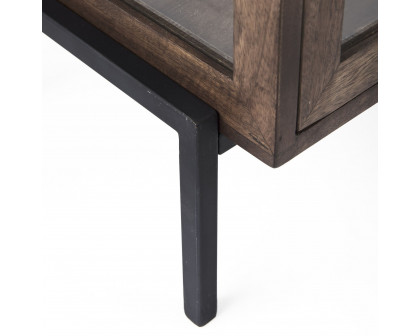 Mercana Arelius End Table with Black Metal Frame - Brown