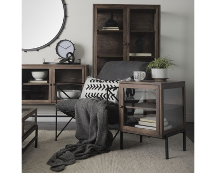 Mercana Arelius End Table with Black Metal Frame - Brown