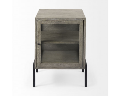 Mercana Arelius End Table with Black Metal Frame - Gray