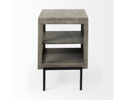 Mercana Arelius End Table with Black Metal Frame - Gray