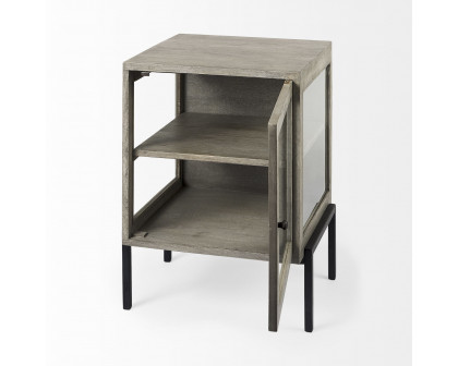 Mercana Arelius End Table with Black Metal Frame - Gray