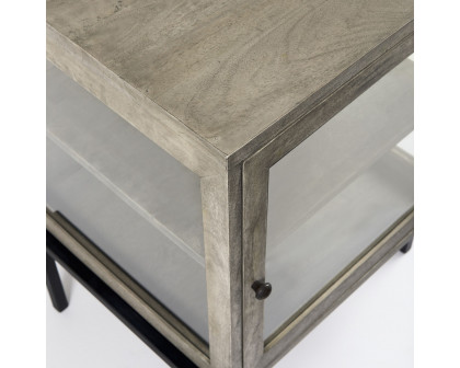 Mercana Arelius End Table with Black Metal Frame - Gray