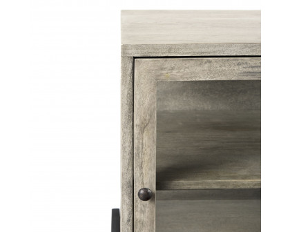 Mercana Arelius End Table with Black Metal Frame - Gray