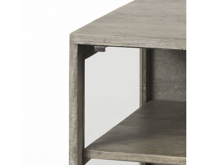 Mercana Arelius End Table with Black Metal Frame - Gray