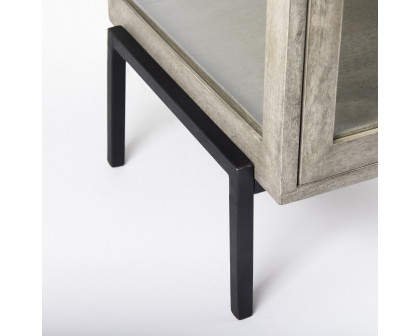 Mercana Arelius End Table with Black Metal Frame - Gray