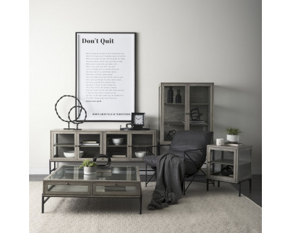 Mercana Arelius End Table with Black Metal Frame - Gray