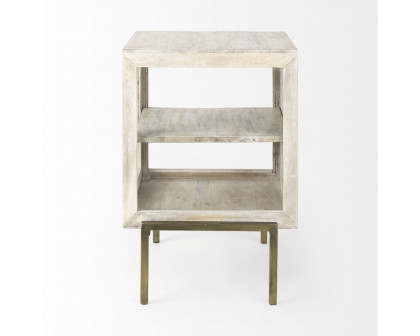 Mercana Arelius End Table with Gold Metal Frame - White